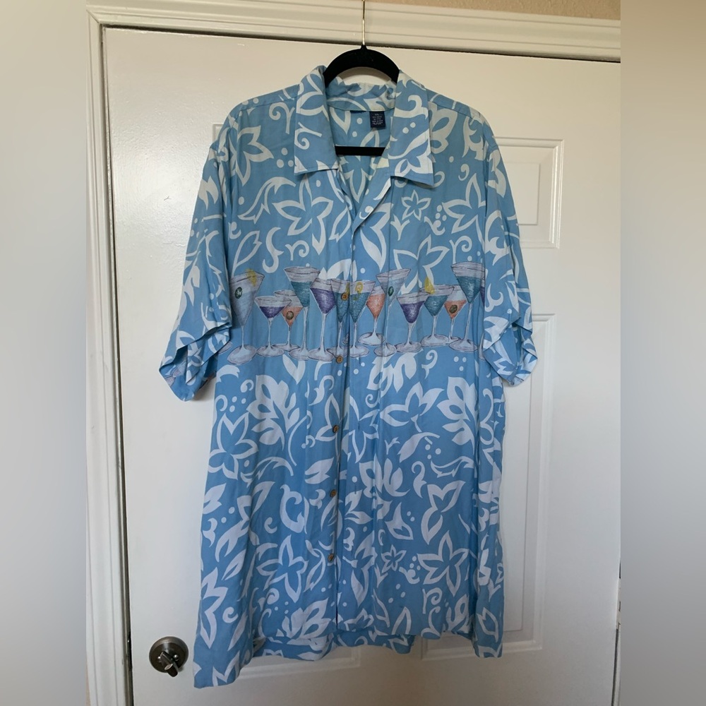 Hawaiian MARTINI Glasses Imprint Graphics Shirt 🌴